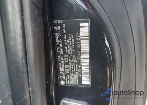 2006 BMW Z4 3.0Si из США, поврежденный, VIN 4USBU53546LX01823